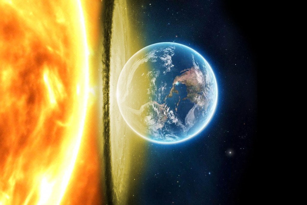 Terra indo para dentro do sol