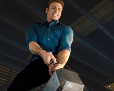 Captain america lifting thor's hammer