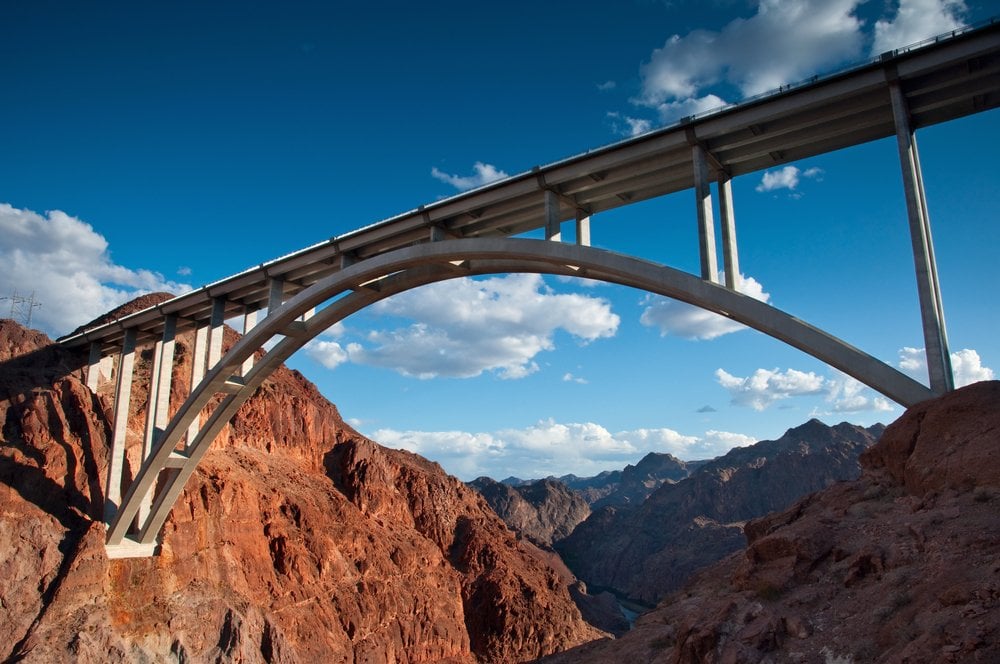 The Hoover Bridge from the Hoover Dam, Nevada.