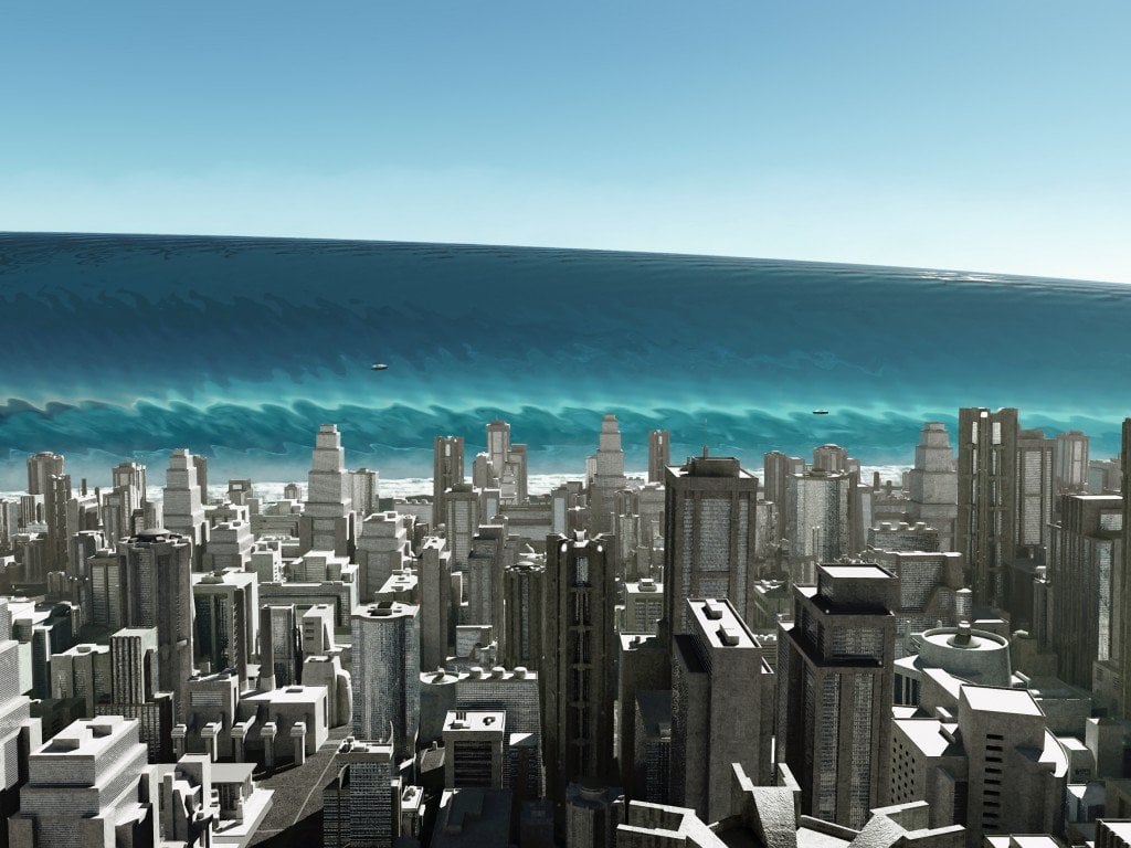 Tsunami wave coming to city