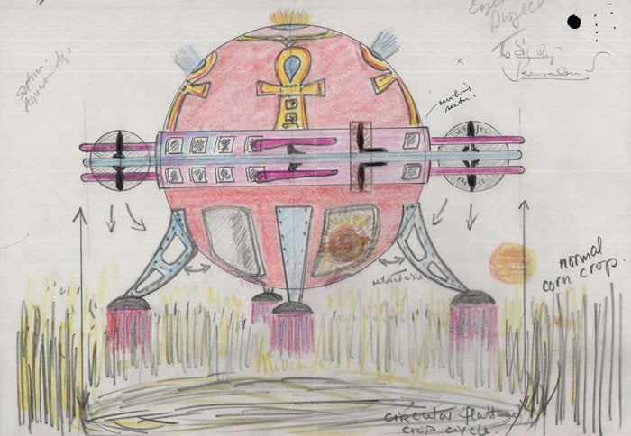 Esboço de um UFO que cria círculos enviados ao PM britânico em 1999