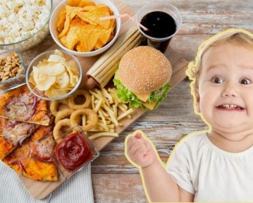 Baby excited by junk food