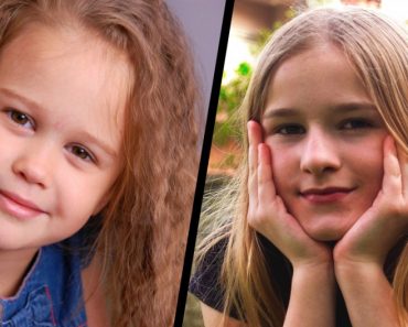 Curly little blond girl portrait smiling cute kid & straight hair girl