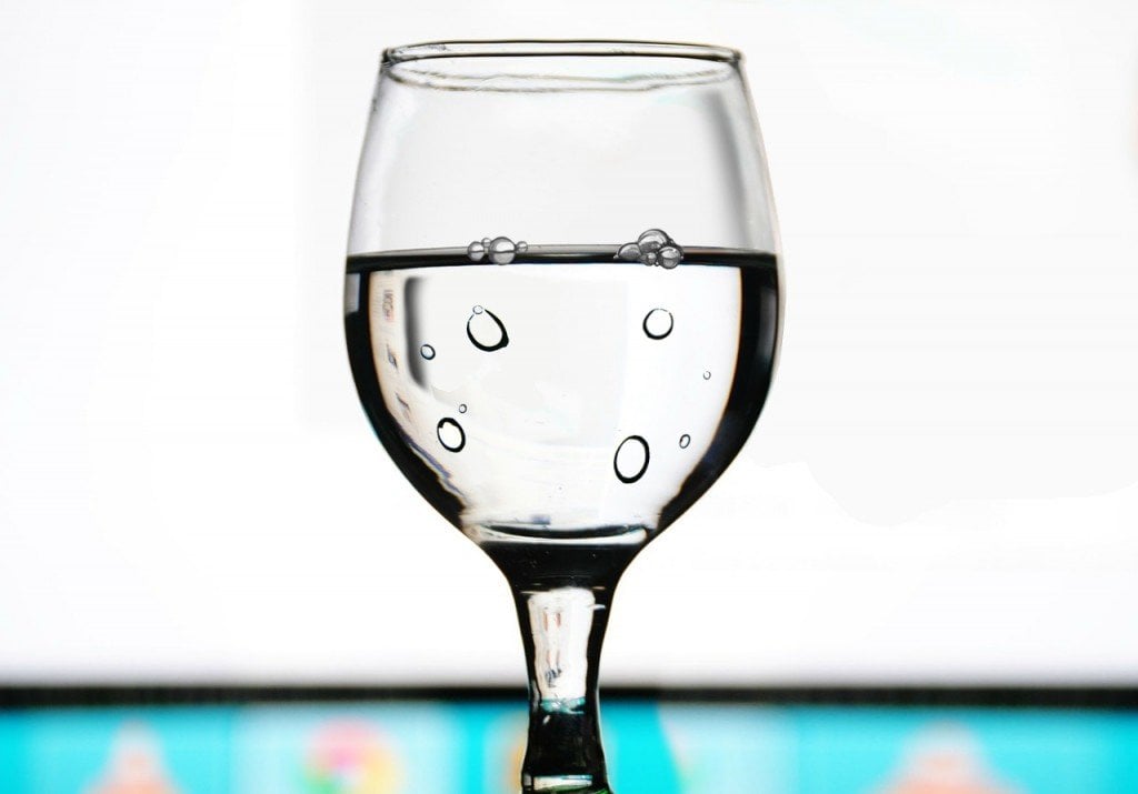 Bubble inside the glass of water