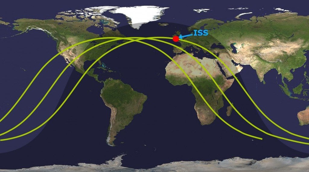 Órbita do ISS no mapa do mundo