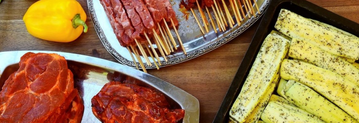 Raw meat on table