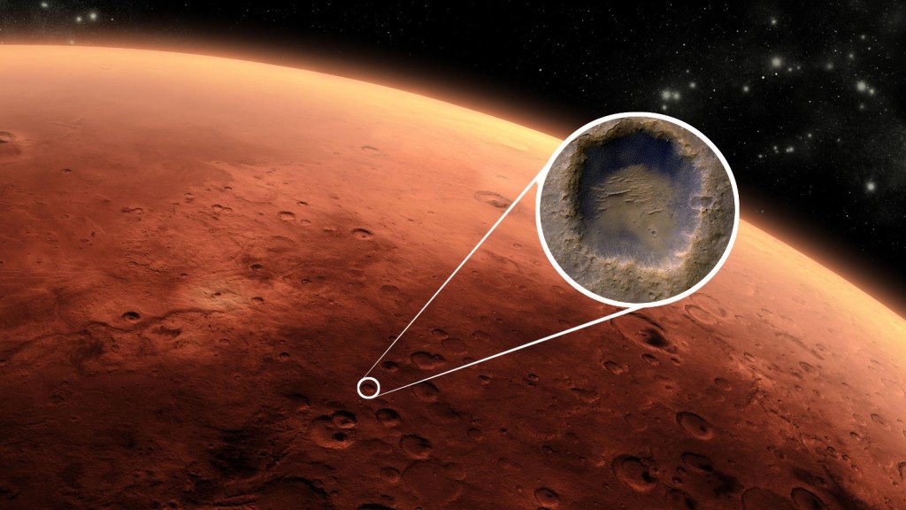 Ceruk permukaan di Mars.