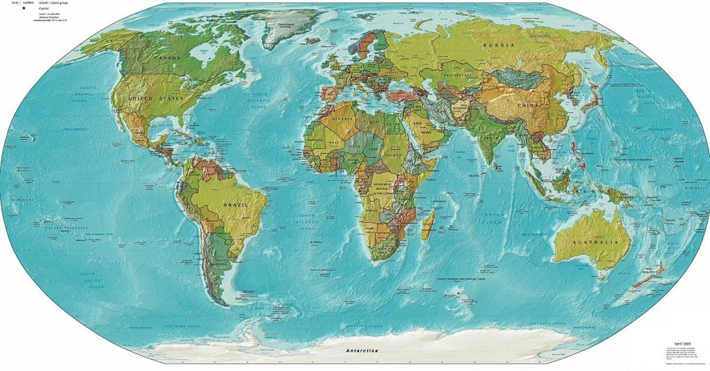 Uma projeção de Mercator do mundo.