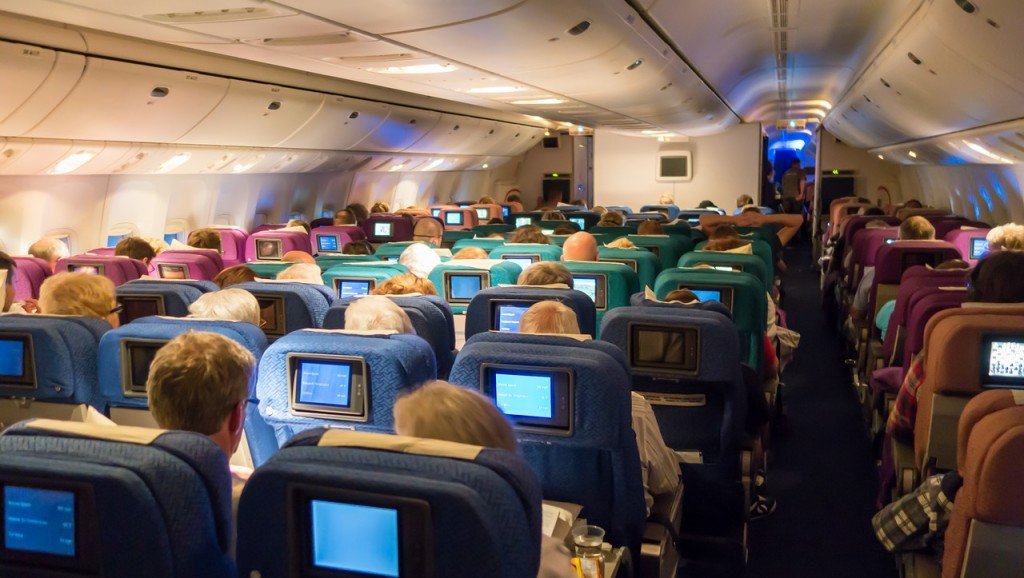 airplane passenger & airplane ceiling