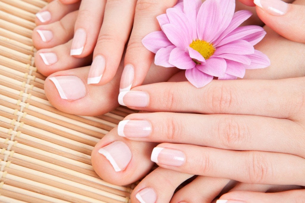 care for beautiful woman hand & toe nails