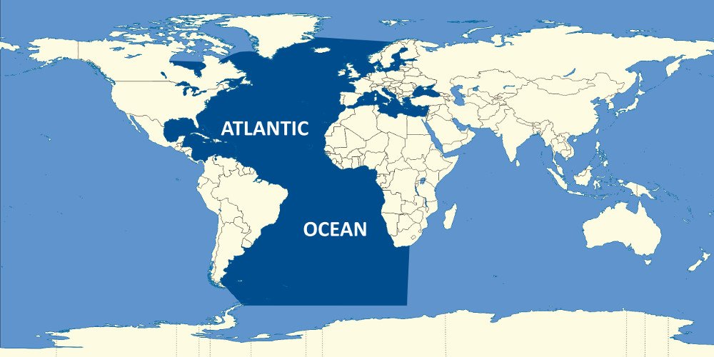 Atlantic Ocean and Polar Ice Caps