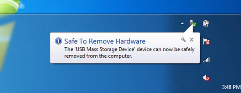 Safe to remove hardware.