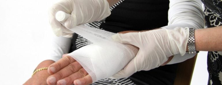 Dressing injured hand medicine health care hospital bandage