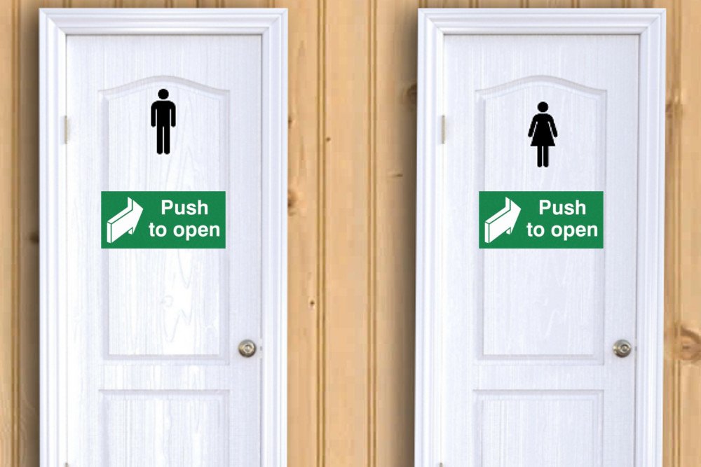 Toilet door men & woman push to open