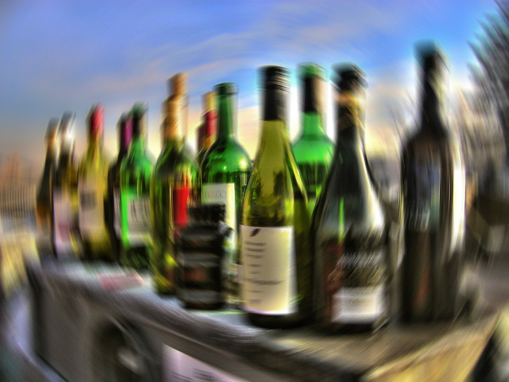 Alcohol bottles blur image