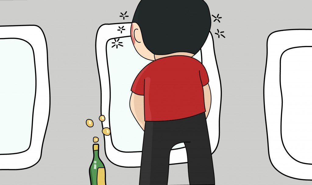 Drunk cartoon peeing