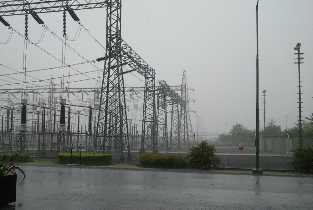 Power lines in rain