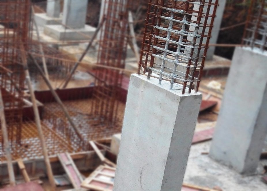 Steel rods inside concrete