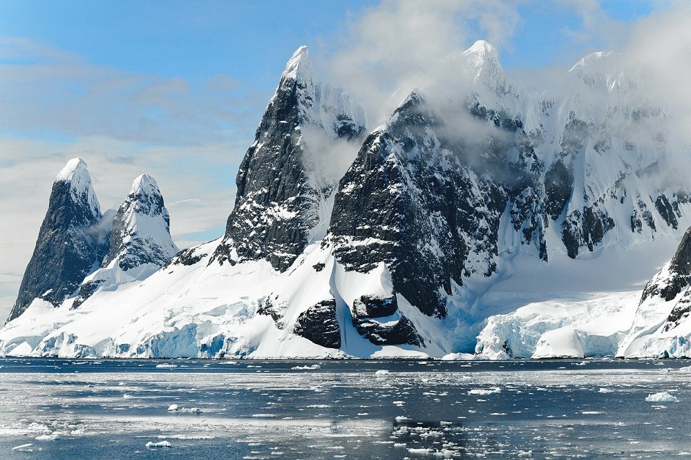 Montanhas, icebergues gelo, antártica, berg