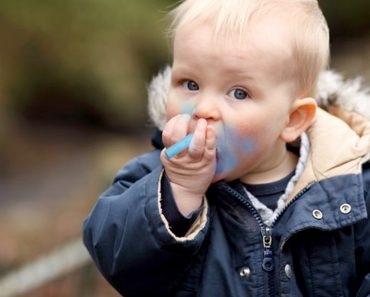 baby eating chalk