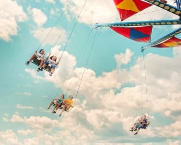 swing ride, amusement park, funfair, happy