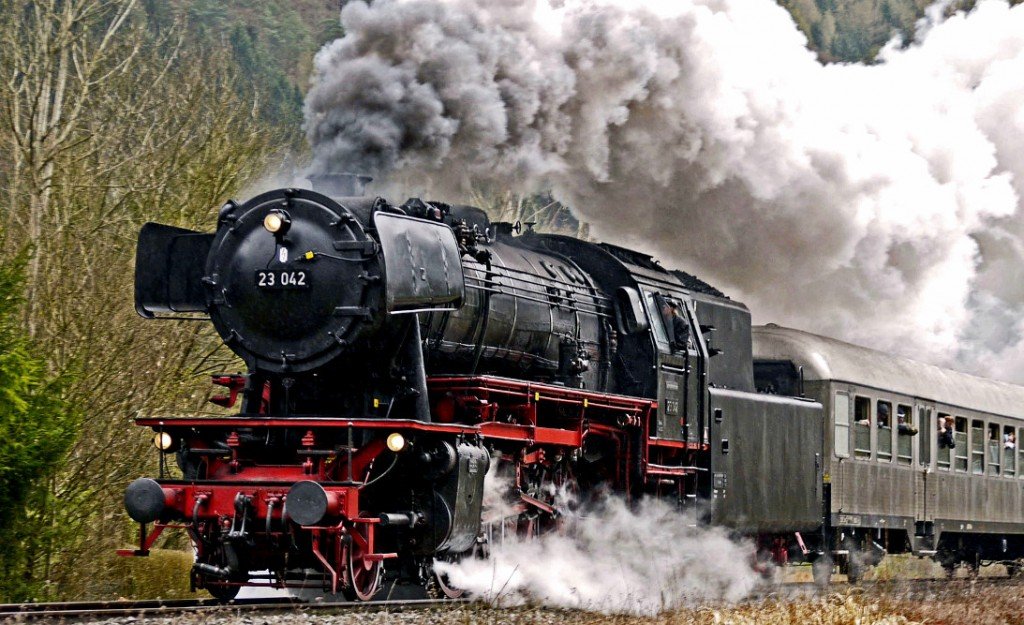 Steam railway train