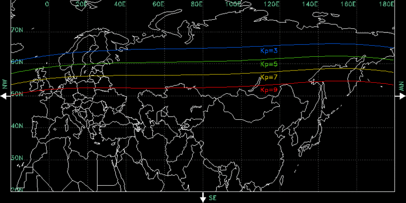 O que torna a aurora boreal tão bonita? 1 Aurora_Kp_Map_Eurasia