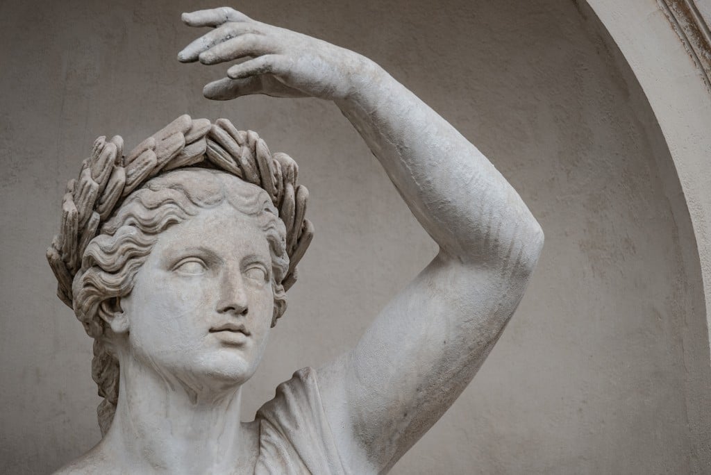Statue of sensual Roman renaissance era woman in circlet of bay leaves, Potsdam, Germany - Image( Oleg Senkov)