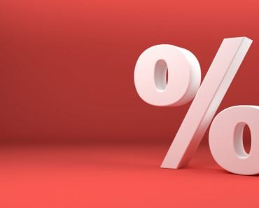 Percentage icon 3D white on red background 3d illustration(SimonBrun)S