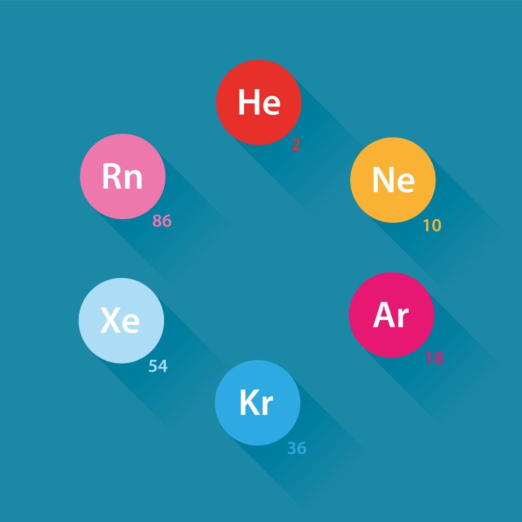 Noble gases icons - flat design(Daumier)s