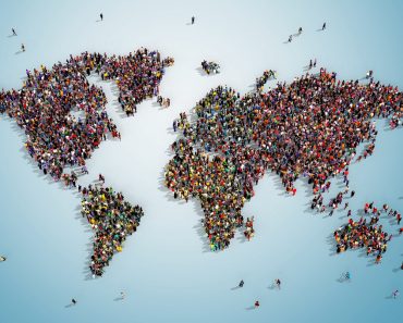 world map drawn out with realistic people seen(Arthimedes)S