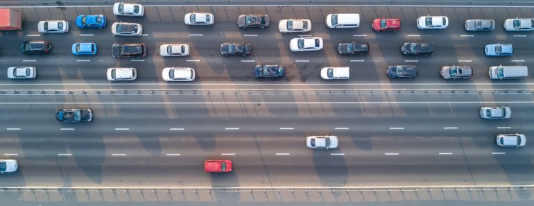 Aerial top view of bridge road automobile traffic of many cars(JaySi)S