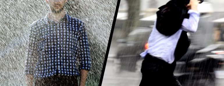 standing in rain and running in rain