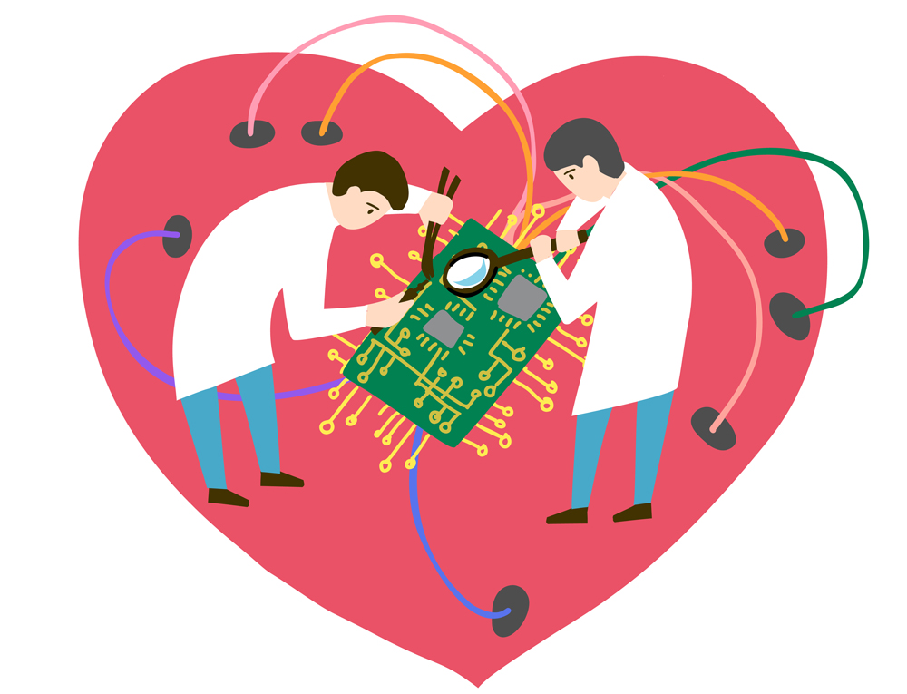 Cardio stimulator, heart analysis flat vector illustration(Le Panda)s