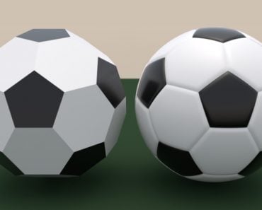 Comparison of truncated icosahedron and soccer ball