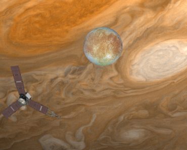 Juno spacecraft with jupiter on the foreground Jupiter's Satellite Europa(muratart)S