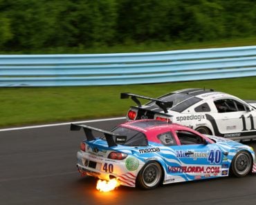 car shoot flames