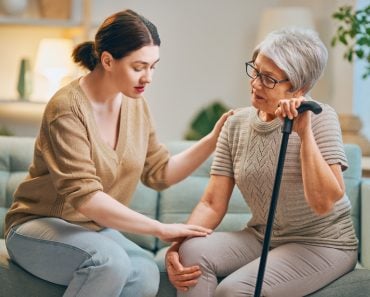 Elderly patient and caregiver