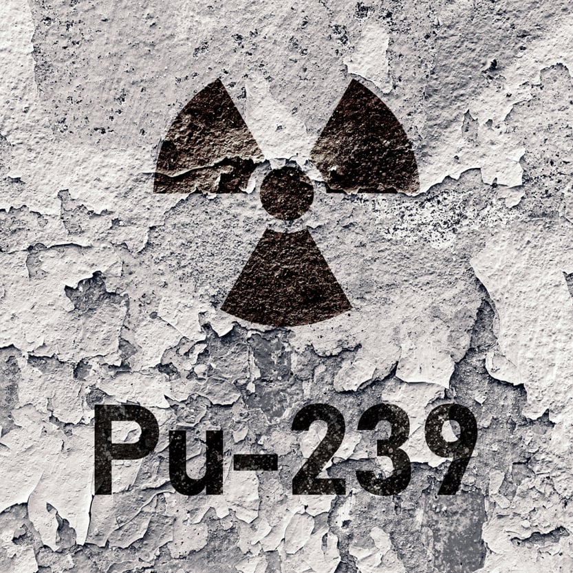 Pu 239 - radioactive Plutonium isotope sign on grunge wall