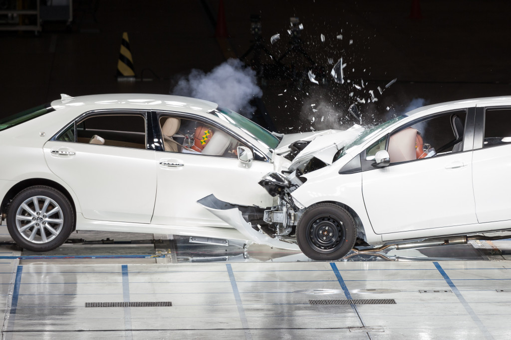 Front End Collision during a Crash Test.