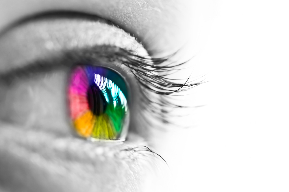 Girl,Colorful,And,Natural,Rainbow,Eye,On,White,Background