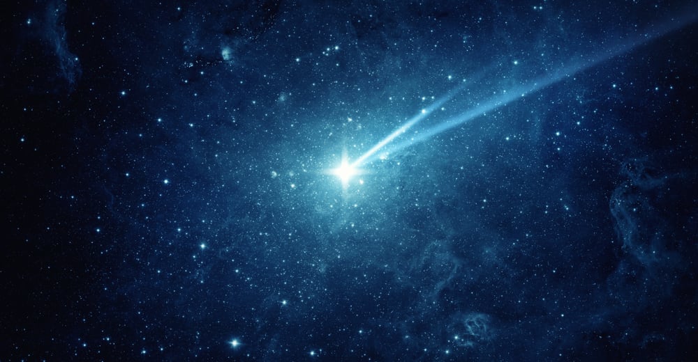 Falling,Meteorite,,Asteroid,,Comet,In,The,Starry,Sky.,Elements,Of