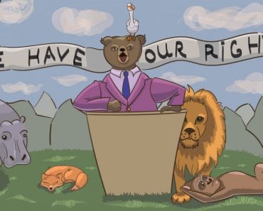 Vector illustration of protesting animals