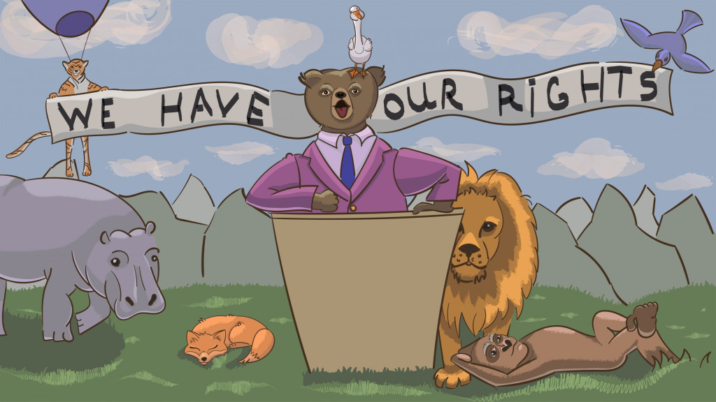 Vector illustration of protesting animals