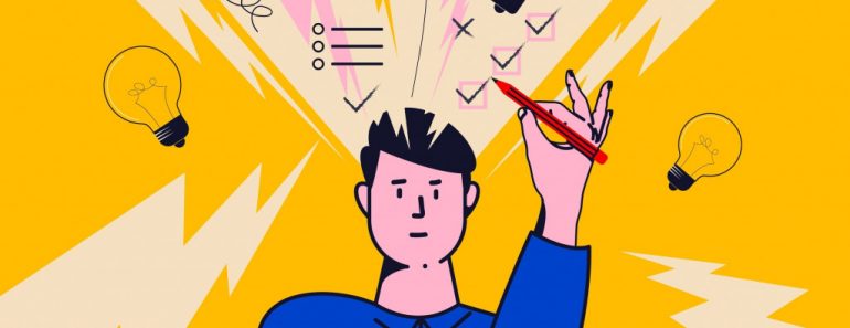 Brainstorming or decision making or idea conceptual illustration