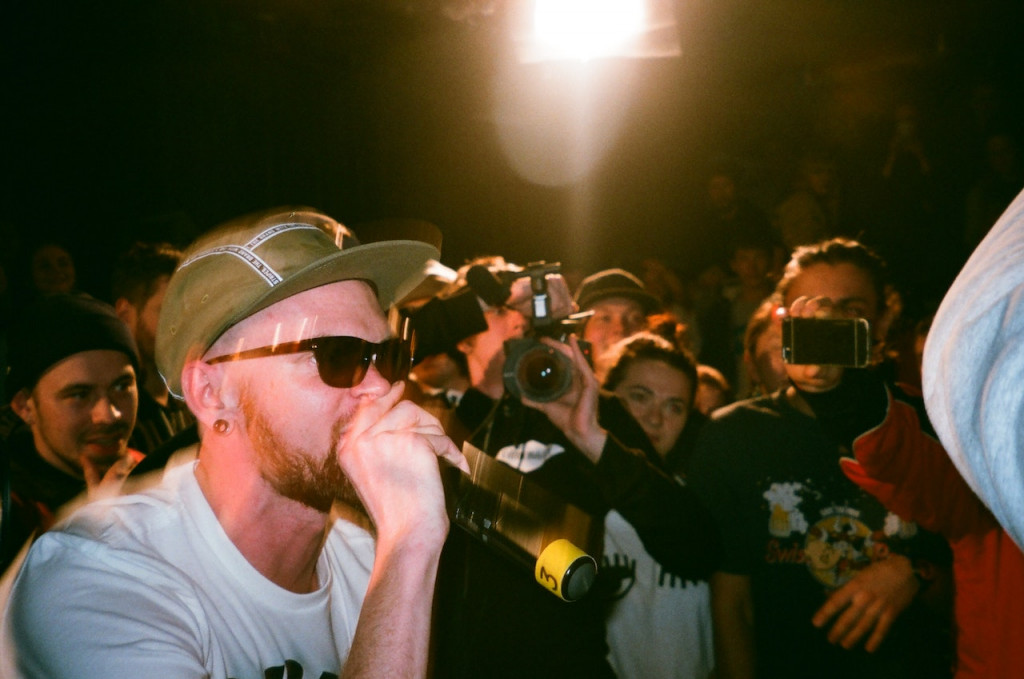 A beatboxer performing