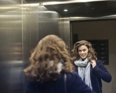 Woman entering the elevator