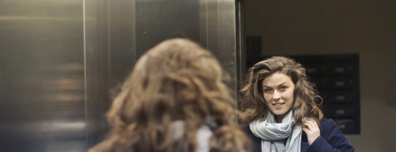 Woman entering the elevator