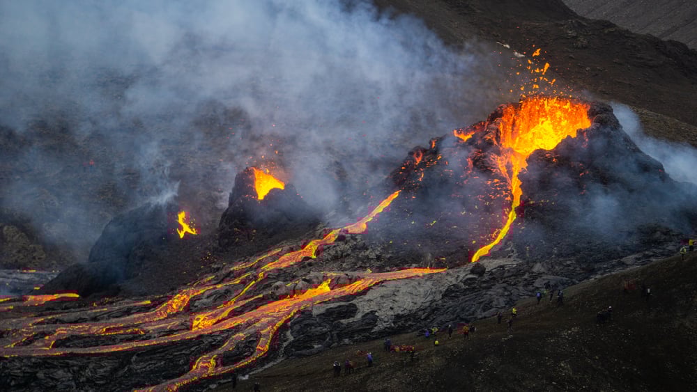 A,Small,Volcanic,Eruption,In,Mt,Fagradalsfjall,,Southwest,Iceland,,In