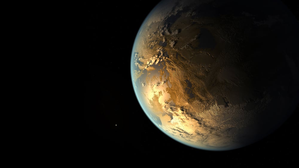 Kepler-186f , the First Earth-size Planet in the Habitable Zone.Elements of this image are furnished by NASA